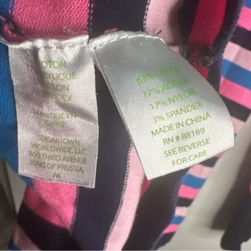 Lilly Pulitzer Striped Pink & Blue Crewneck Sweater with Shoulder Buttons XL - Picture 6 of 7